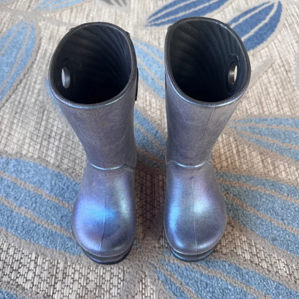 Crocs Blue Iridescent Wellies Rain Boots Childrens C9 Outdoor Waterproof Shoes